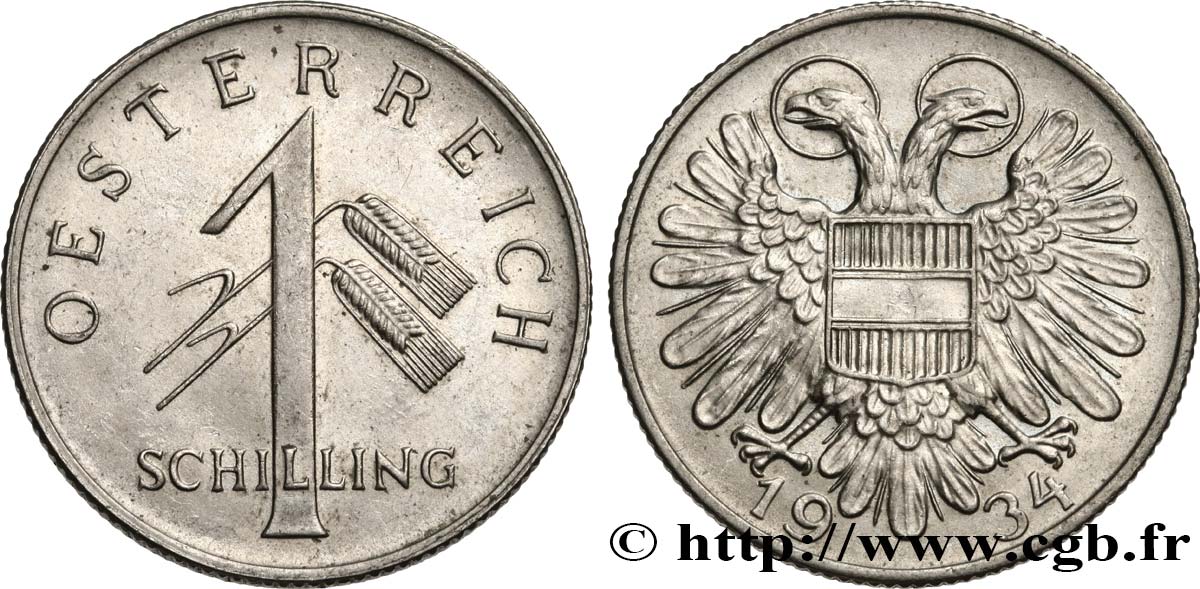 AUSTRIA 1 Schilling aigle bicéphale 1934  AU 