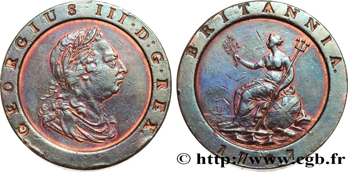 UNITED KINGDOM 2 Pence Georges III 1797 Soho AU 