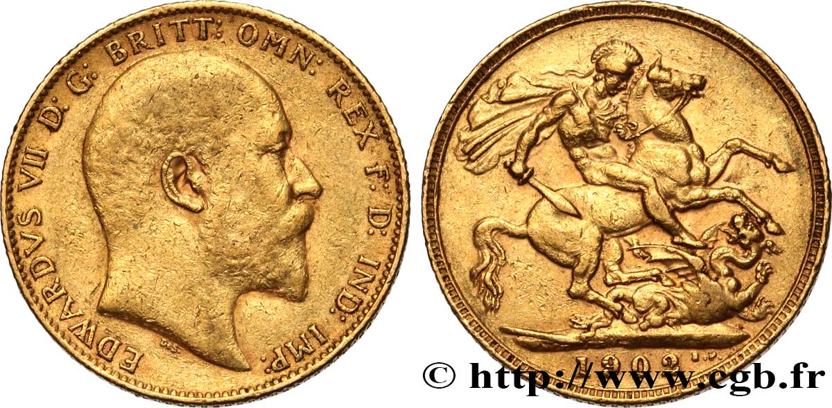 INVESTMENT GOLD 1 Souverain Edouard VII 1902 Londres SS 