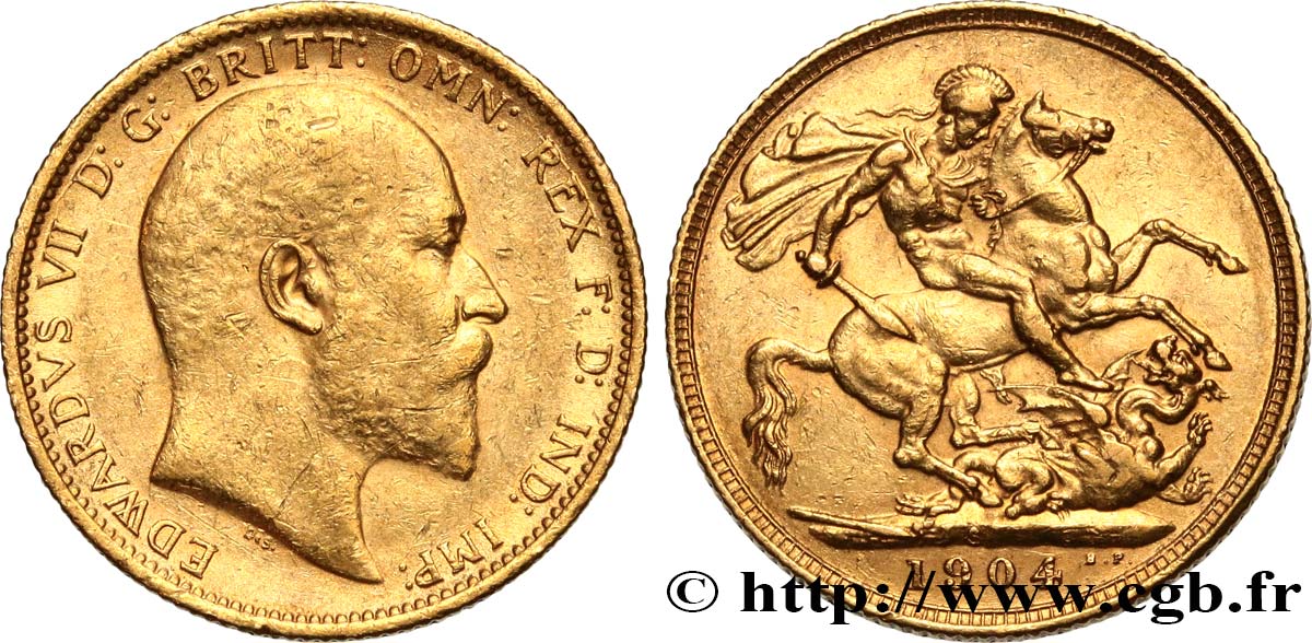 INVESTMENT GOLD 1 Souverain Edouard VII 1904 Sydney MBC+ 