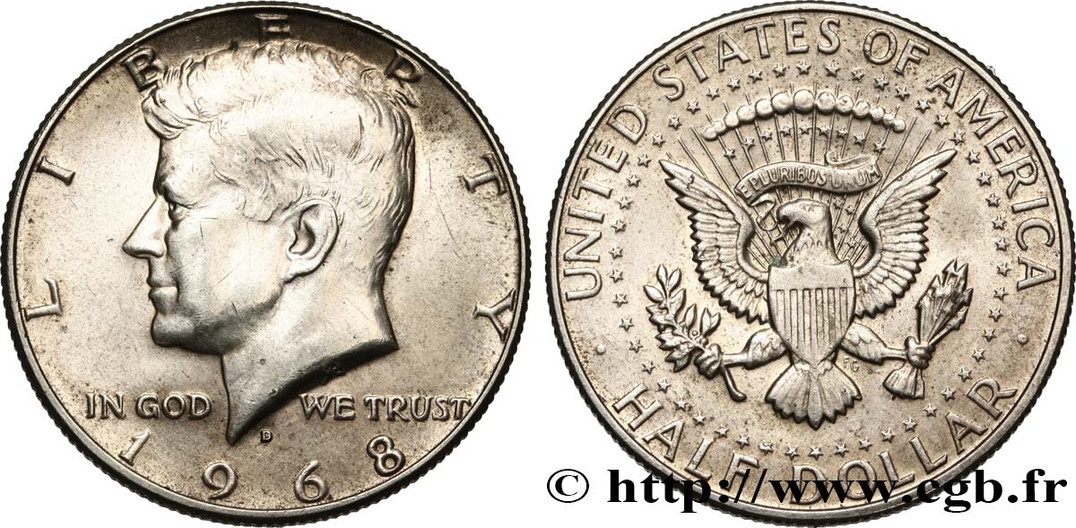 VEREINIGTE STAATEN VON AMERIKA 1/2 Dollar Kennedy 1968 Denver VZ 