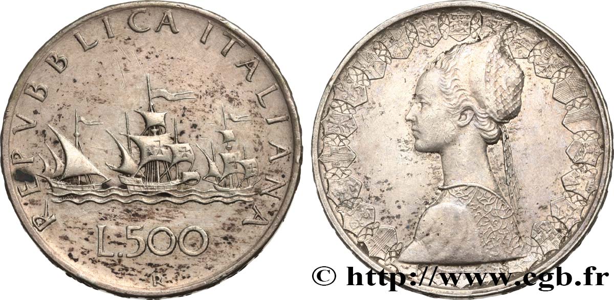 ITALIE 500 Lire “caravelles” 1960 Rome TTB 