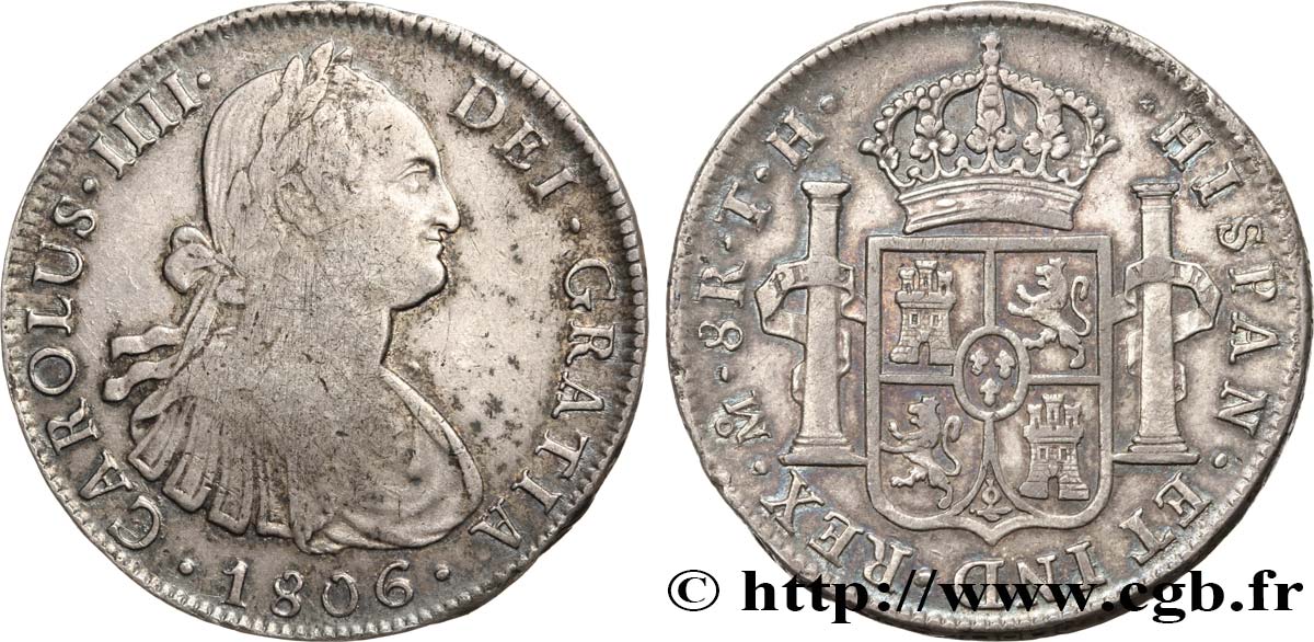 MEXIQUE 8 Reales Charles IV 1806 Mexico TTB/TTB+ 
