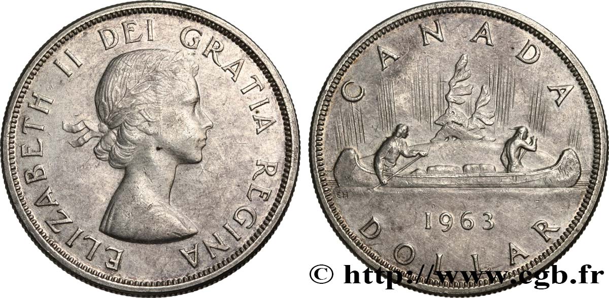 CANADA 1 Dollar Canoë avec indien 1963  TTB 