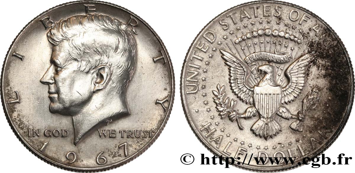 ÉTATS-UNIS D AMÉRIQUE 1/2 Dollar Kennedy 1967 Philadelphie SUP 