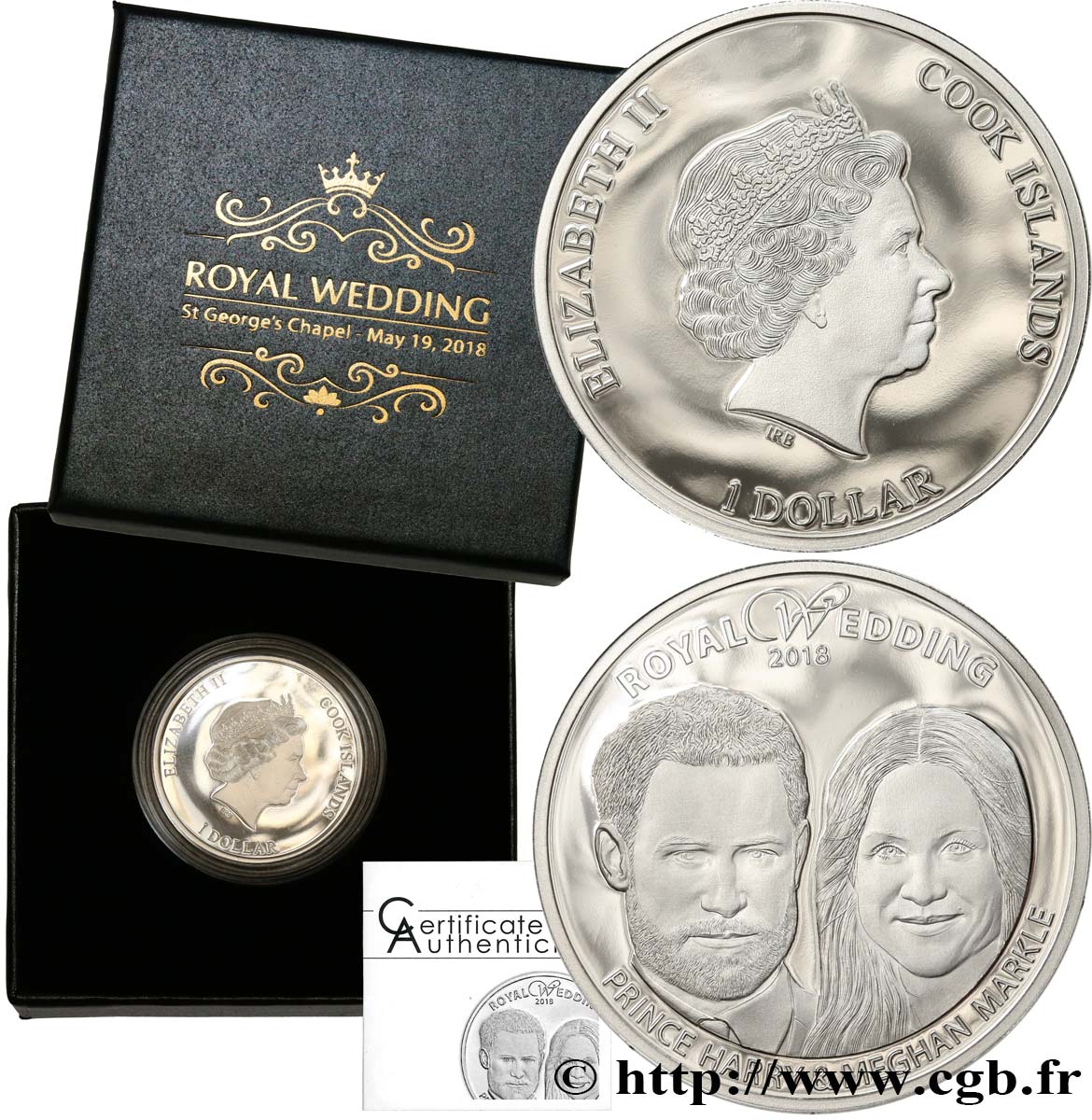 ÎLES COOK  1 Dollar Proof Mariage royal 2018  FDC 