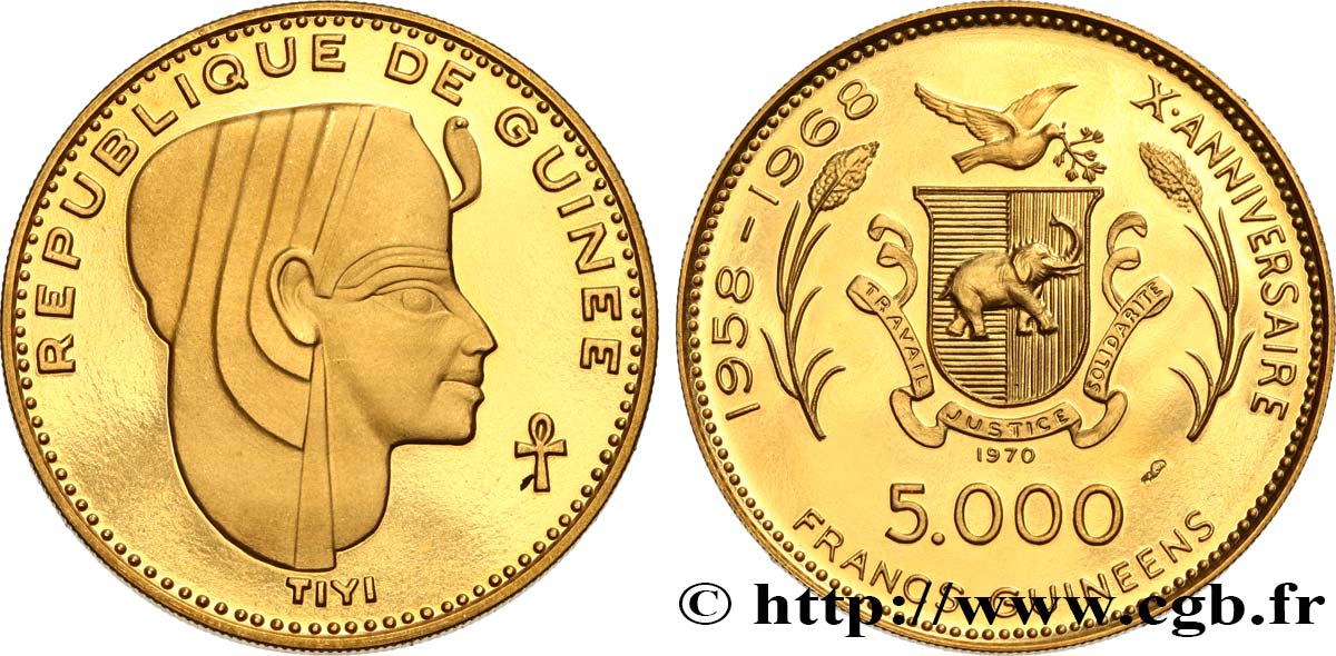 GUINEA 5000 Francs 10e anniversaire de l’indépendance - Reine Tiyi 1970  fST 