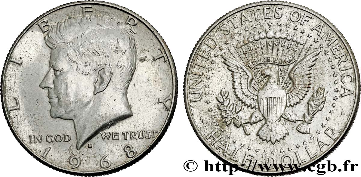 ÉTATS-UNIS D AMÉRIQUE 1/2 Dollar Kennedy 1968 Denver SUP 