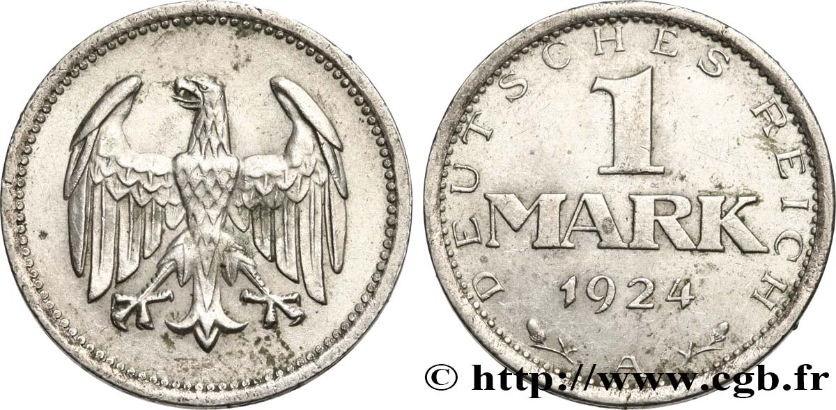 GERMANY 1 Mark aigle 1924 Berlin AU 
