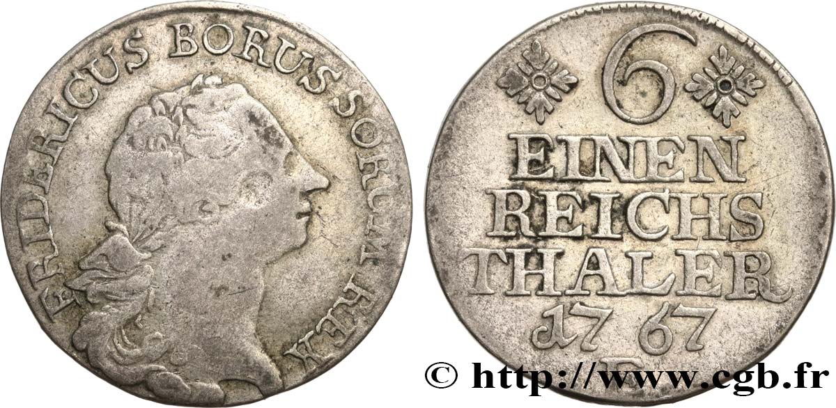 ALEMANIA - PRUSIA 1/6 Thaler Frédéric II 1767 Königsberg RC+ 