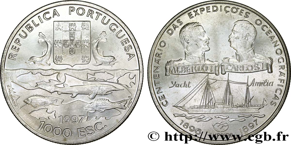 PORTUGAL 1000 Escudos centenaire des expéditions océanographiques 1997  MS 