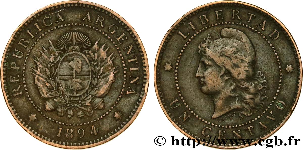 ARGENTINA 1 Centavo 1894  BB 