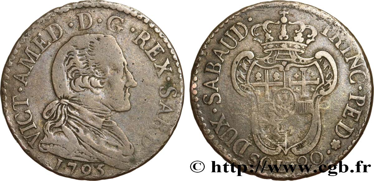 ITALIA - REGNO DE SARDINIA 20 Soldi Victor Amédée III 1795 Turin q.BB 