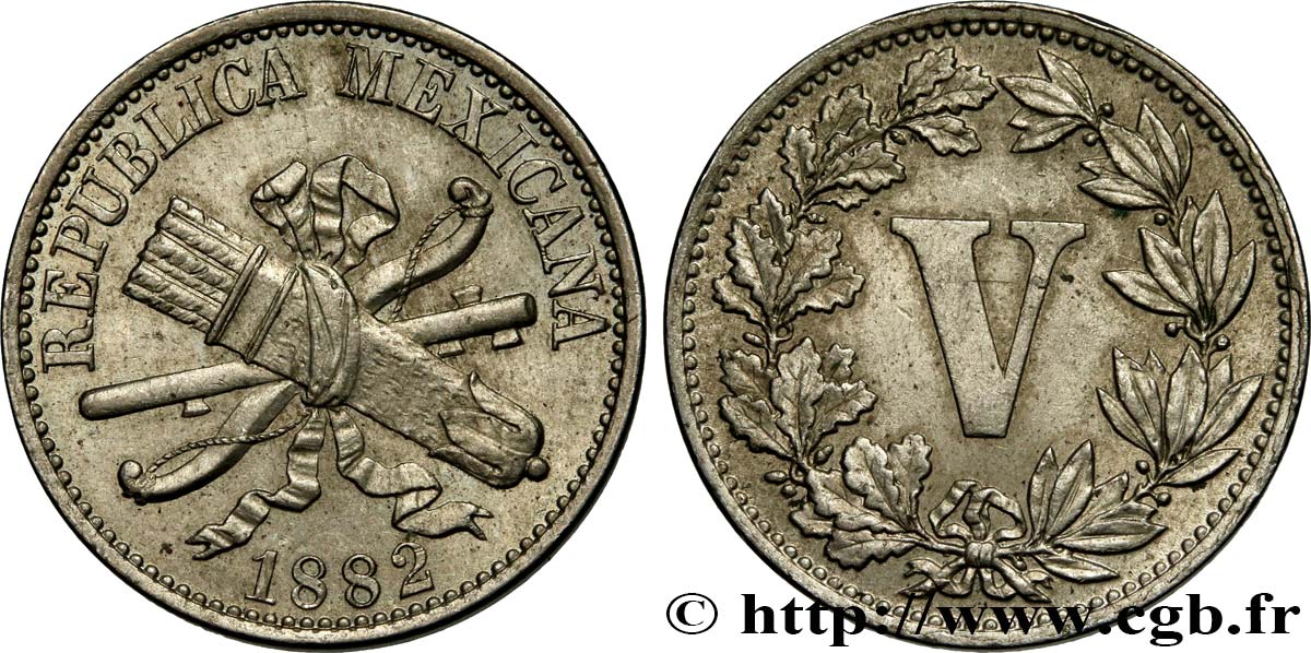 MEXICO 5 Centavos 1882 Mexico MS 