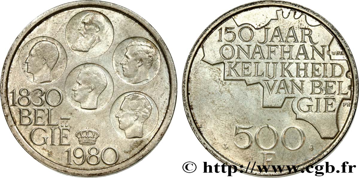 BELGIQUE 500 Francs légende flamande 150e anniversaire de l’indépendance 1980 Bruxelles SUP 