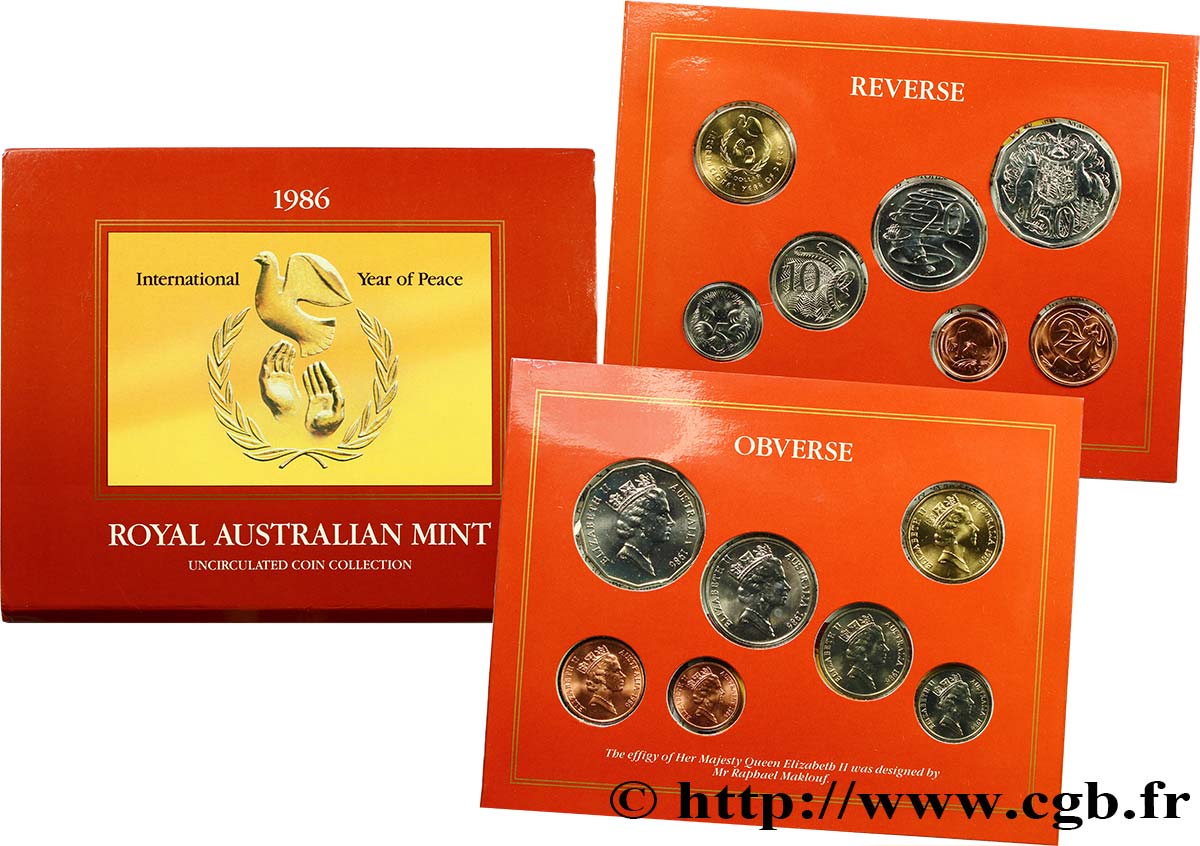 AUSTRALIEN Série 7 monnaies - Année Internationale de la Paix 1986  ST 