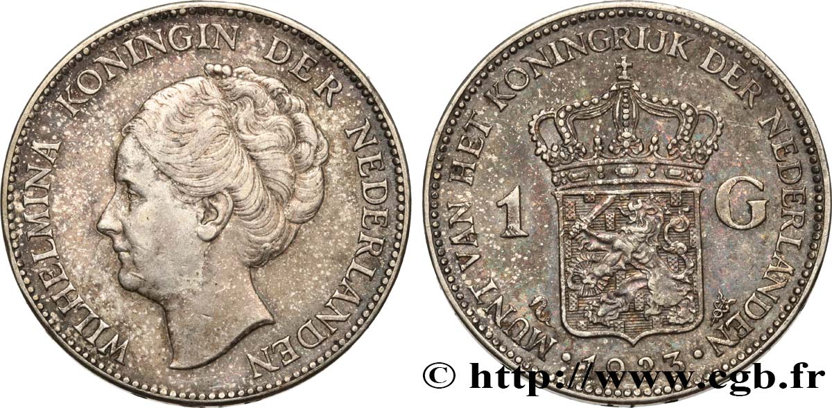 PAíSES BAJOS 1 Gulden Wilhelmina 1923 Utrecht MBC+ 