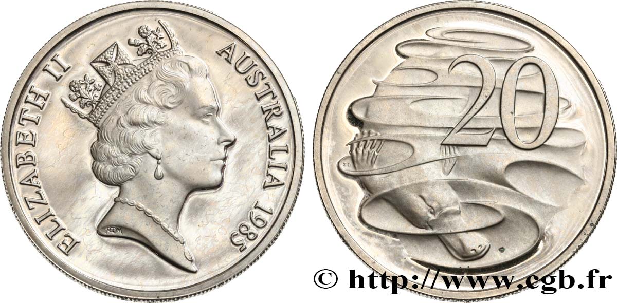 AUSTRALIEN 20 Cents Proof Élisabeth II / Ornithorynque 1985  fST 