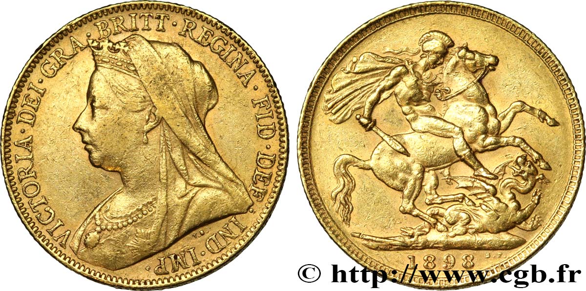 INVESTMENT GOLD 1 Souverain Victoria “Old Head” 1898 Londres MBC 