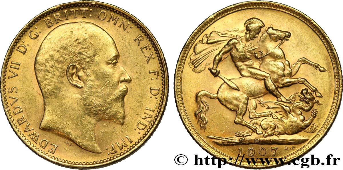 INVESTMENT GOLD 1 Souverain Edouard VII 1907 Melbourne AU 