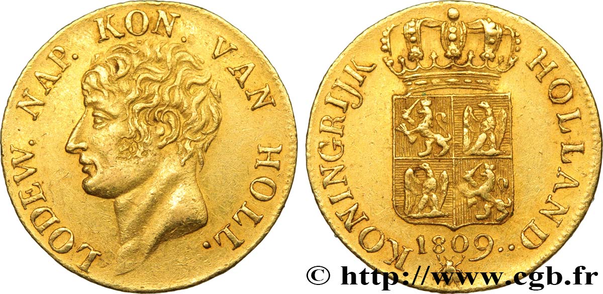 NETHERLANDS - KINGDOM OF HOLLAND - LOUIS NAPOLEON Ducat d or, 2ème type 1809 Utrecht XF 