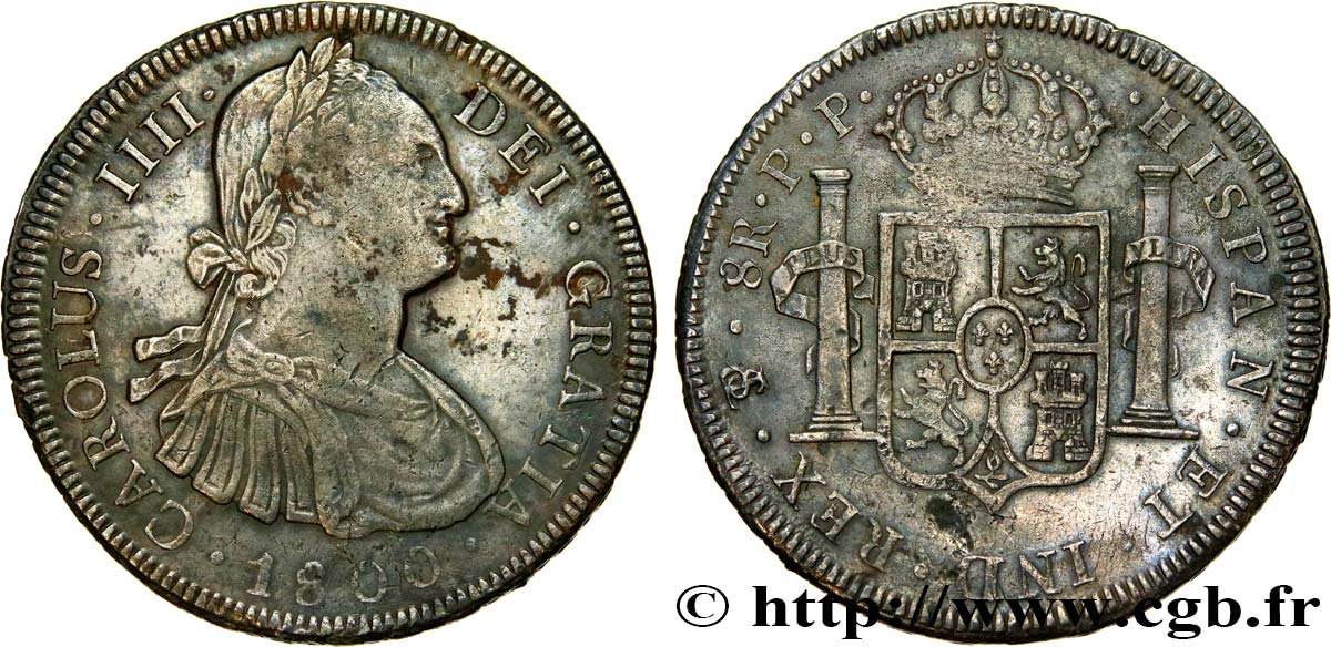 BOLIVIA 8 Reales Charles IV 1800 Potosi BC+/MBC+ 