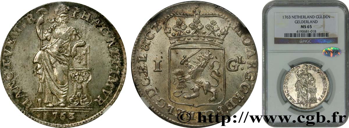 UNITED PROVINCES - GUELDERS 1 Gulden 1763  MS65 NGC