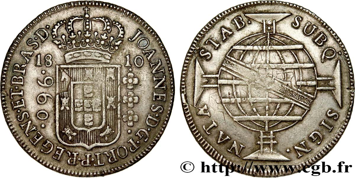 BRAZIL 960 Reis Jean VI (Joao) 1810 Bahia XF 