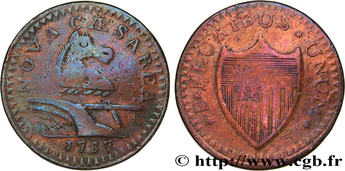 ÉTATS UNIS D AMÉRIQUE - MONNAYAGE POST-COLONIAL - NEW JERSEY Copper Cent 1787 New Jersey S 