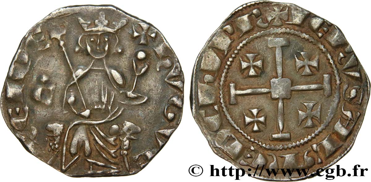 KINGDOM OF CYPRUS - HUGUES IV OF LUSIGNAN Gros au C n.d. Cerines ? XF/VF 