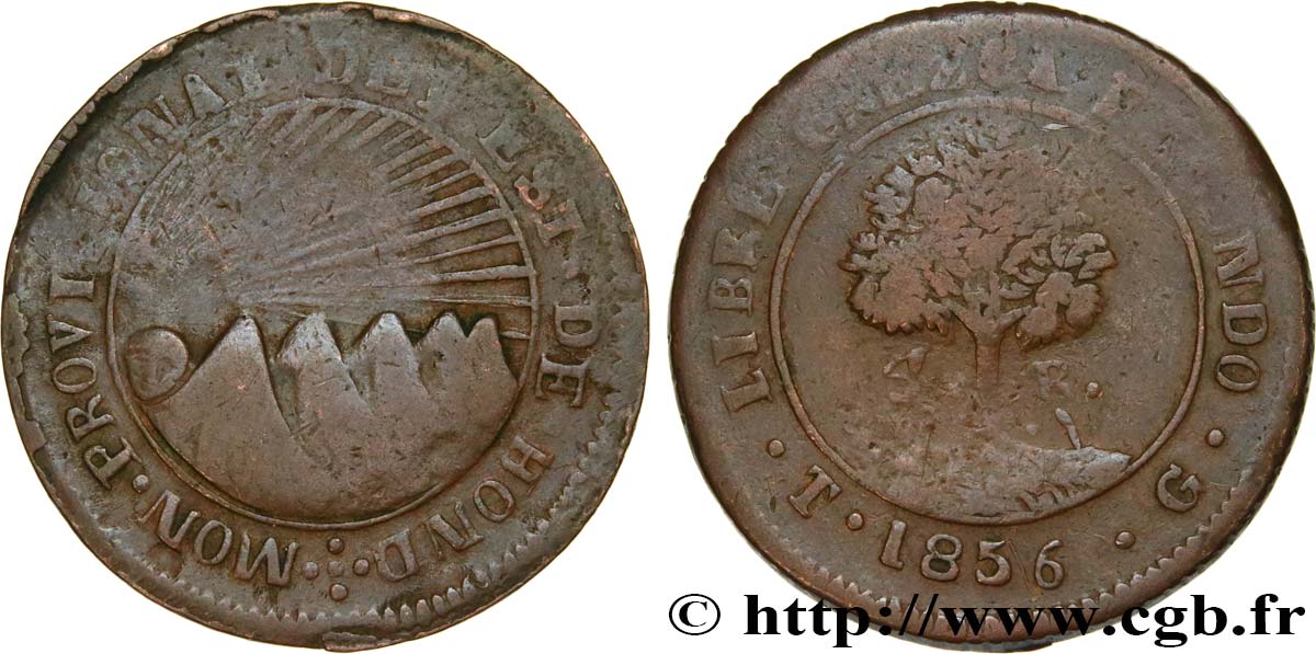 HONDURAS 4 Reales monnayage provisioire 1856  q.MB 