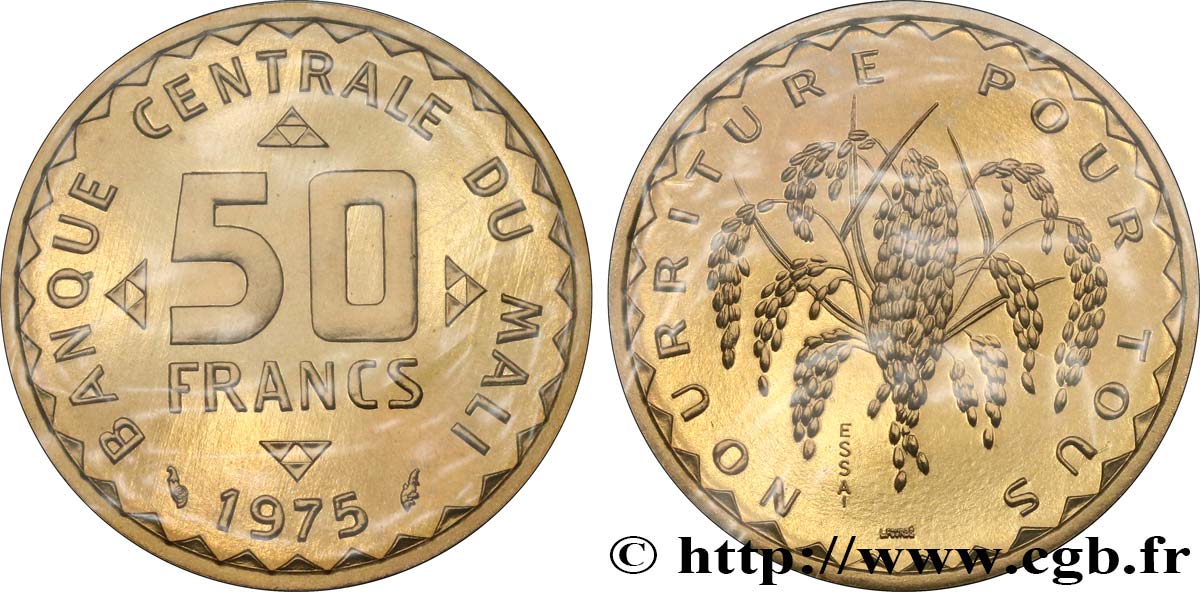 MALI Essai de 50 Francs plant de mil 1975 Paris MS 