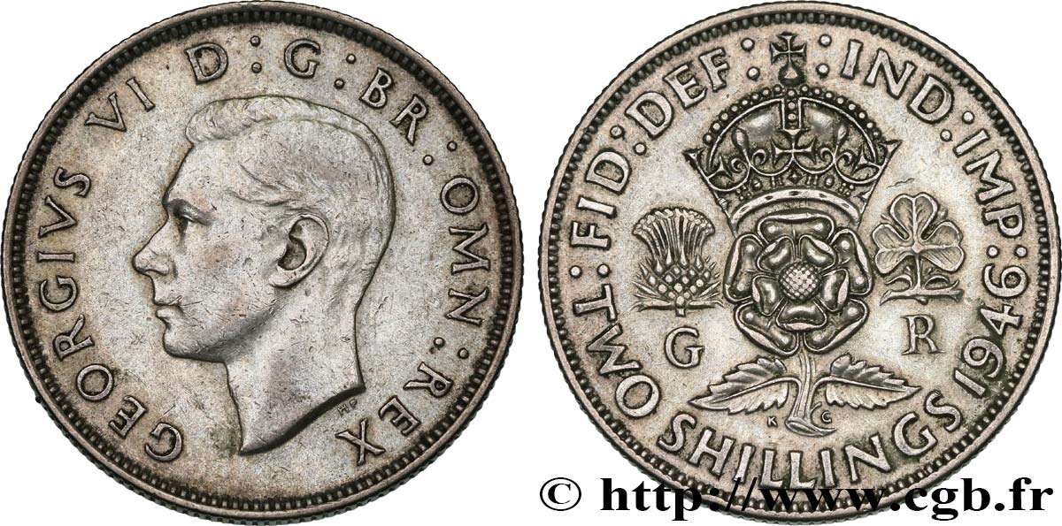 ROYAUME-UNI 1 Florin (2 Shillings) Georges VI 1946  TTB/SPL 