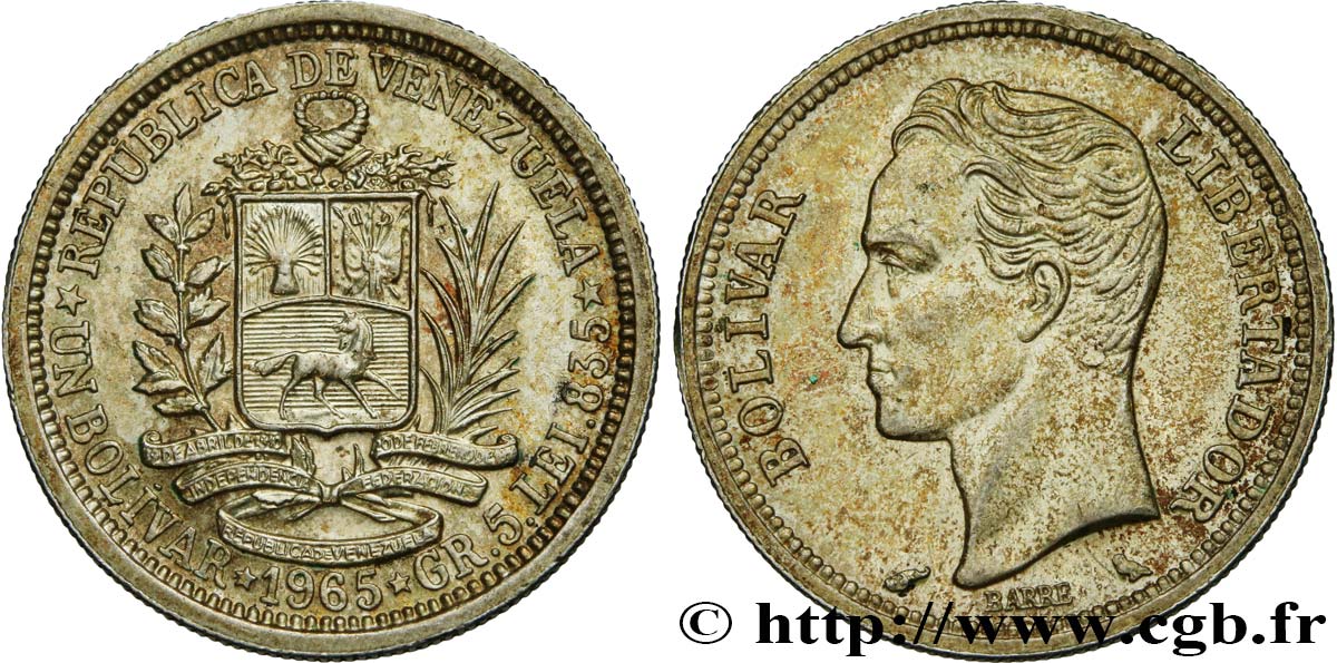 VENEZUELA 1 Bolivar Simon Bolivar 1965 Paris VZ 