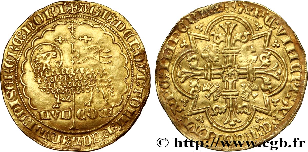 COUNTY OF FLANDRE - LOUIS OF MALE Mouton d or c. 1356-1370 Gand q.SPL 