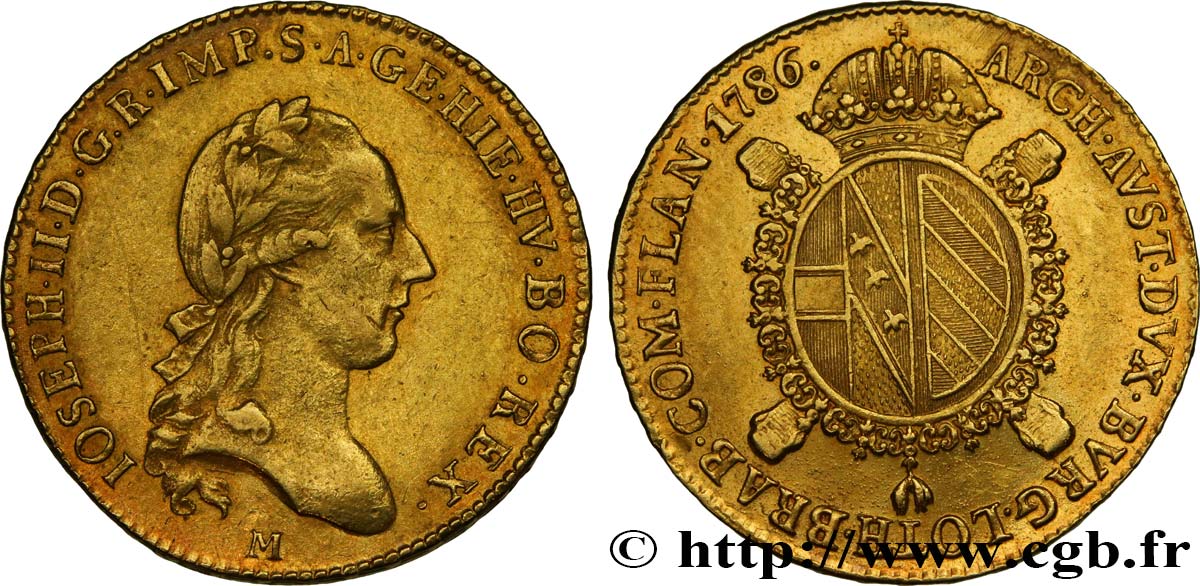 ITALY - LOMBARDIE - MILAN - JOSEPH II Sovrano 1786 Milan AU/AU 