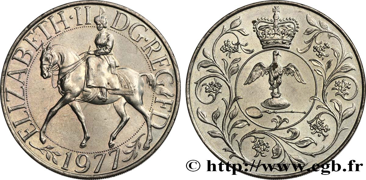 REINO UNIDO 25 New Pence jubilé d’argent d’Elisabeth II 1977  SC 