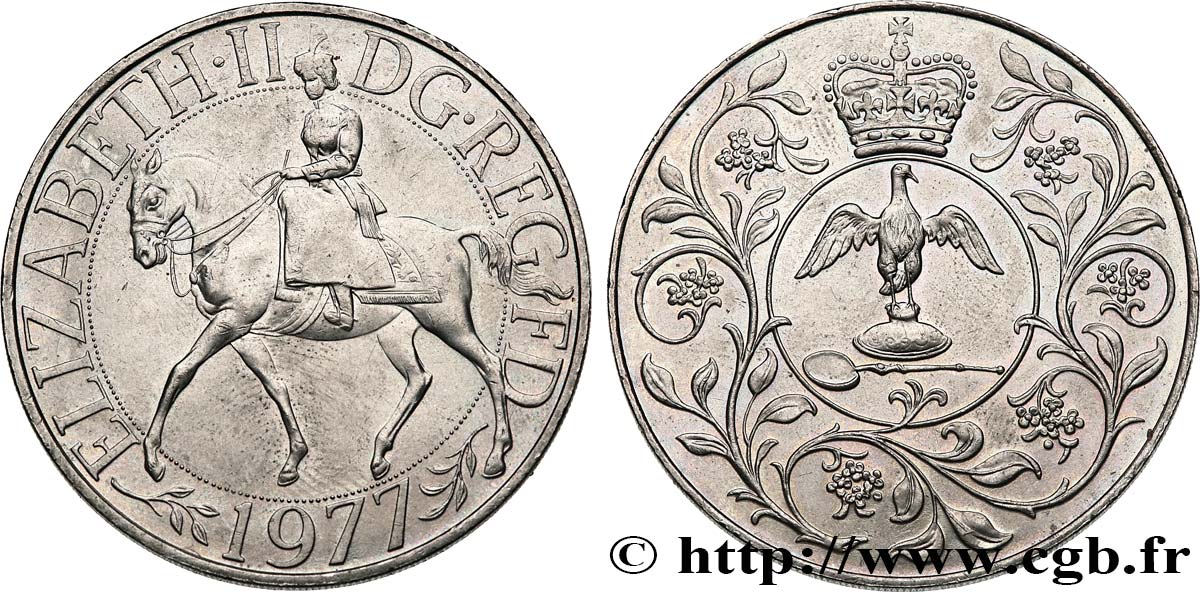 VEREINIGTEN KÖNIGREICH 25 New Pence jubilé d’argent d’Elisabeth II 1977  fST 