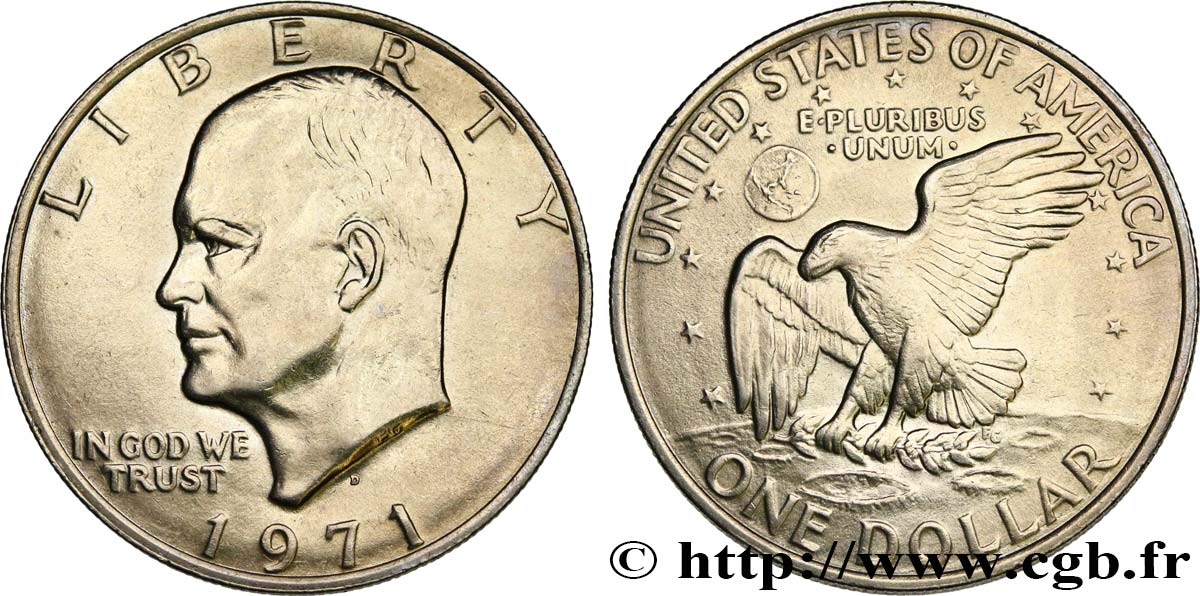 UNITED STATES OF AMERICA 1 Dollar Eisenhower  1971 Denver AU 