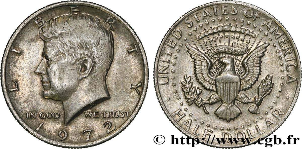 ÉTATS-UNIS D AMÉRIQUE 1/2 Dollar Kennedy 1972 Philadelphie SUP 