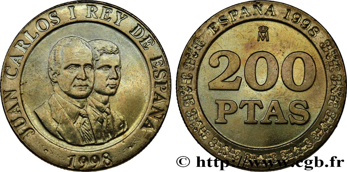 ESPAÑA 200 Pesetas Juan Carlos Ier et le prince des Asturies  1998 Madrid SC 