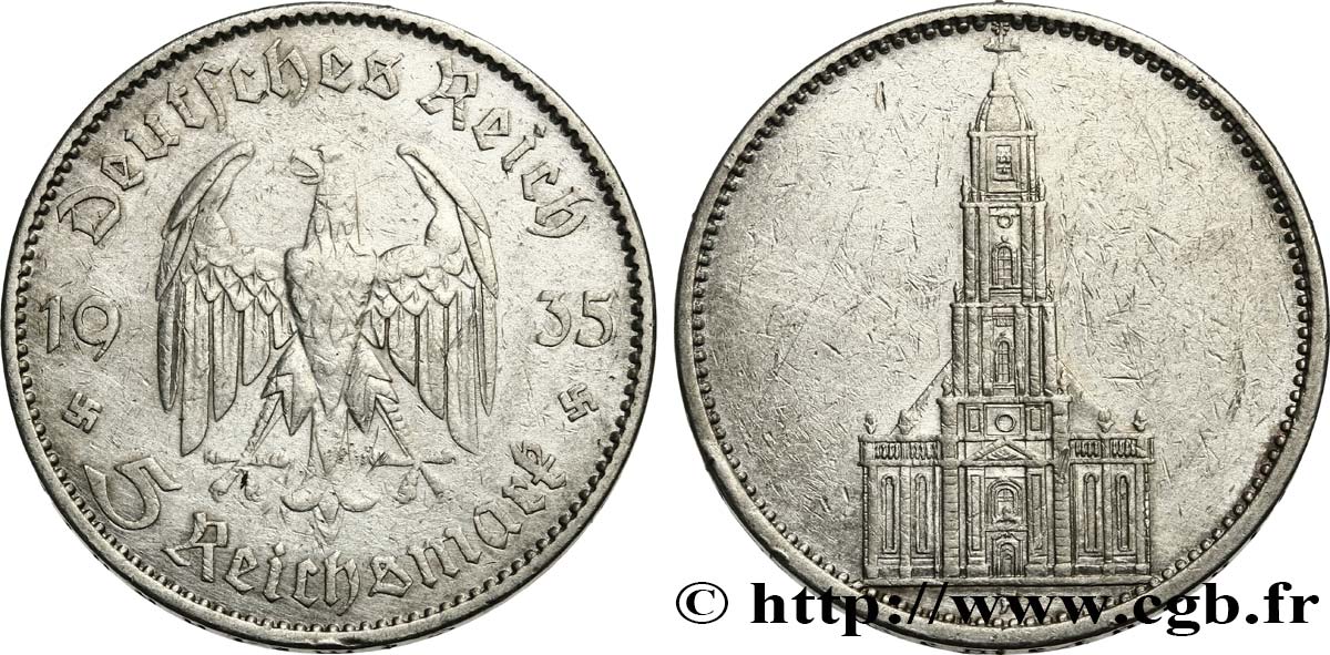 ALLEMAGNE 5 Reichsmark Aigle / Maréchal Paul von Hindenburg 1935 Berlin TTB 