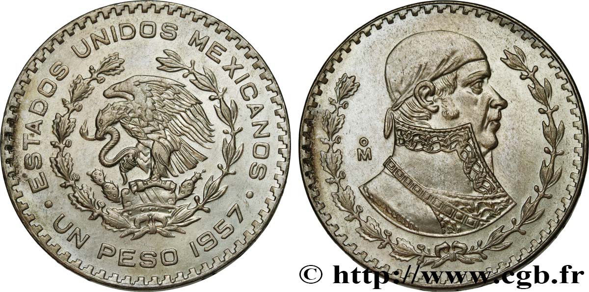 MEXICO 1 Peso Jose Morelos y Pavon 1957 Mexico AU 