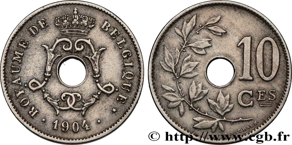 BELGIUM 10 Centimes 1904  AU 