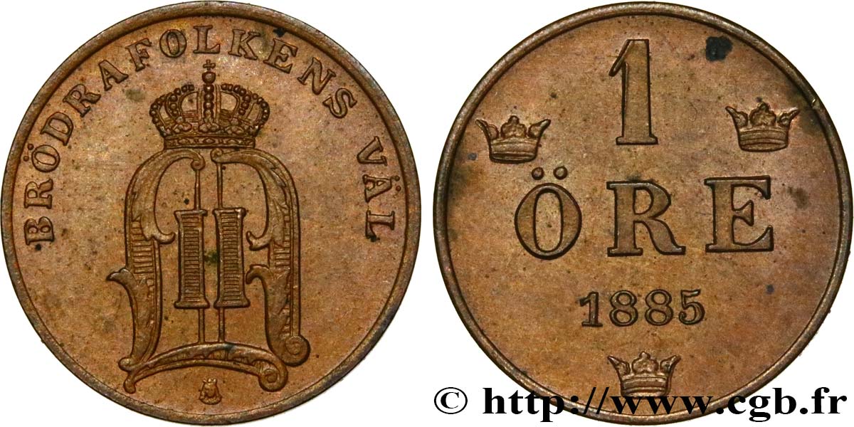 SWEDEN 1 Ore Oscar II 1885  MS 