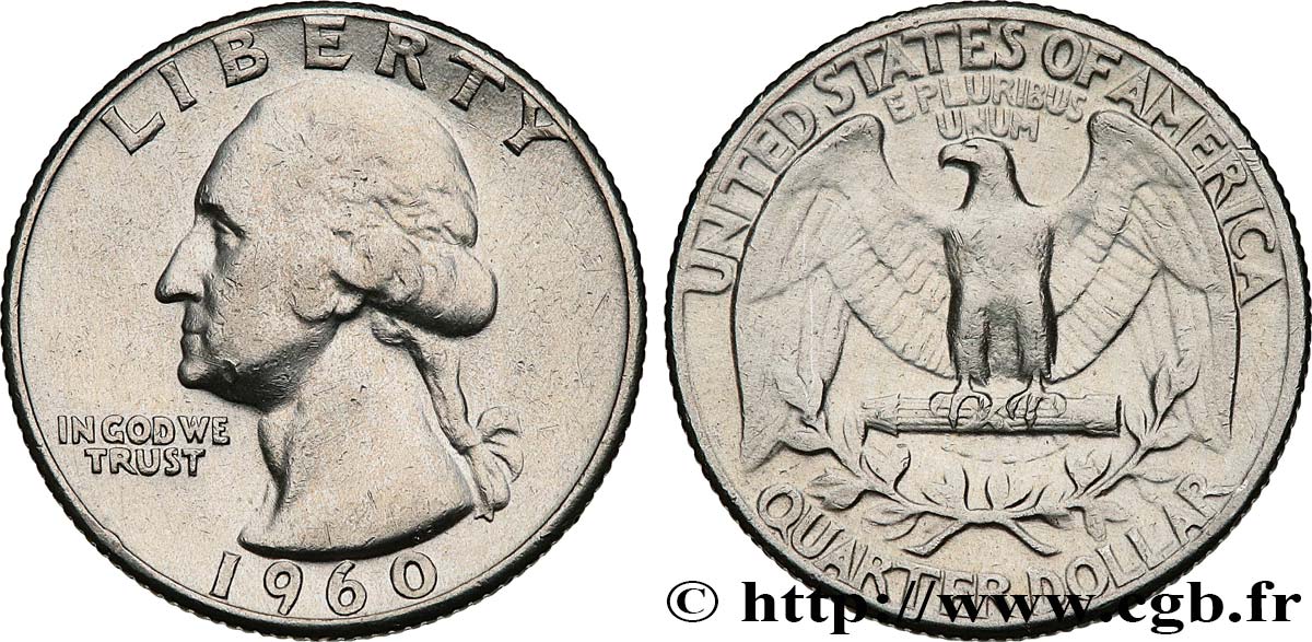 VEREINIGTE STAATEN VON AMERIKA 1/4 Dollar Georges Washington 1960 Philadelphie SS 