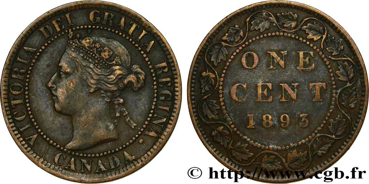 CANADA 1 Cent Victoria 1893  TTB 