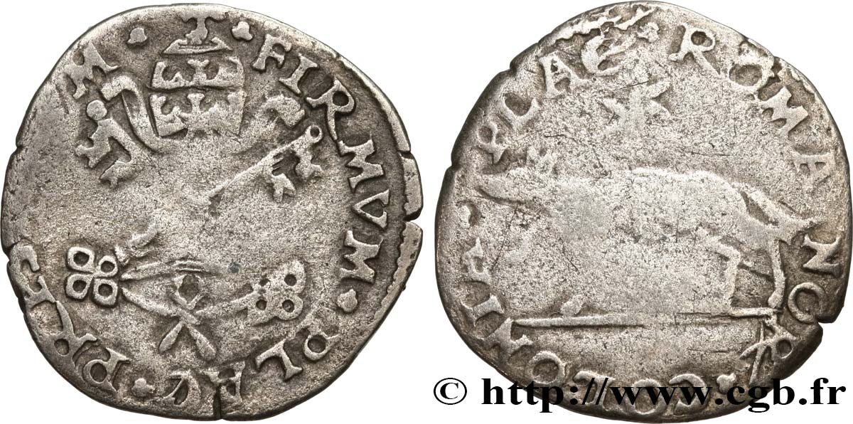 ITALY - PAPAL STATES - ADRIAN VI (Adriaan Floriszoon) Grossetto (de 3 Soldi) ou Demi-Giulio - monnayage anonyme N.D. Plaisance VF/F 