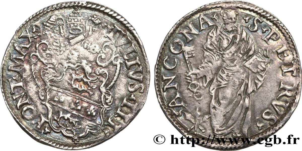 ITALIE - ÉTATS DU PAPE - JULES III (Giammaria Ciocchi del Monte) Giulio N.D. Ancône TB+ 