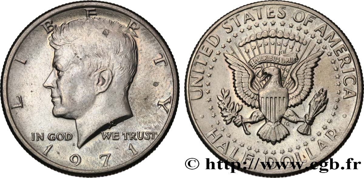 ÉTATS-UNIS D AMÉRIQUE 1/2 Dollar Kennedy 1971 Philadelphie SUP 